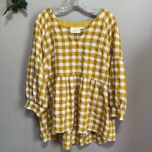 Maeve Yellow and White Gingham Blouse
